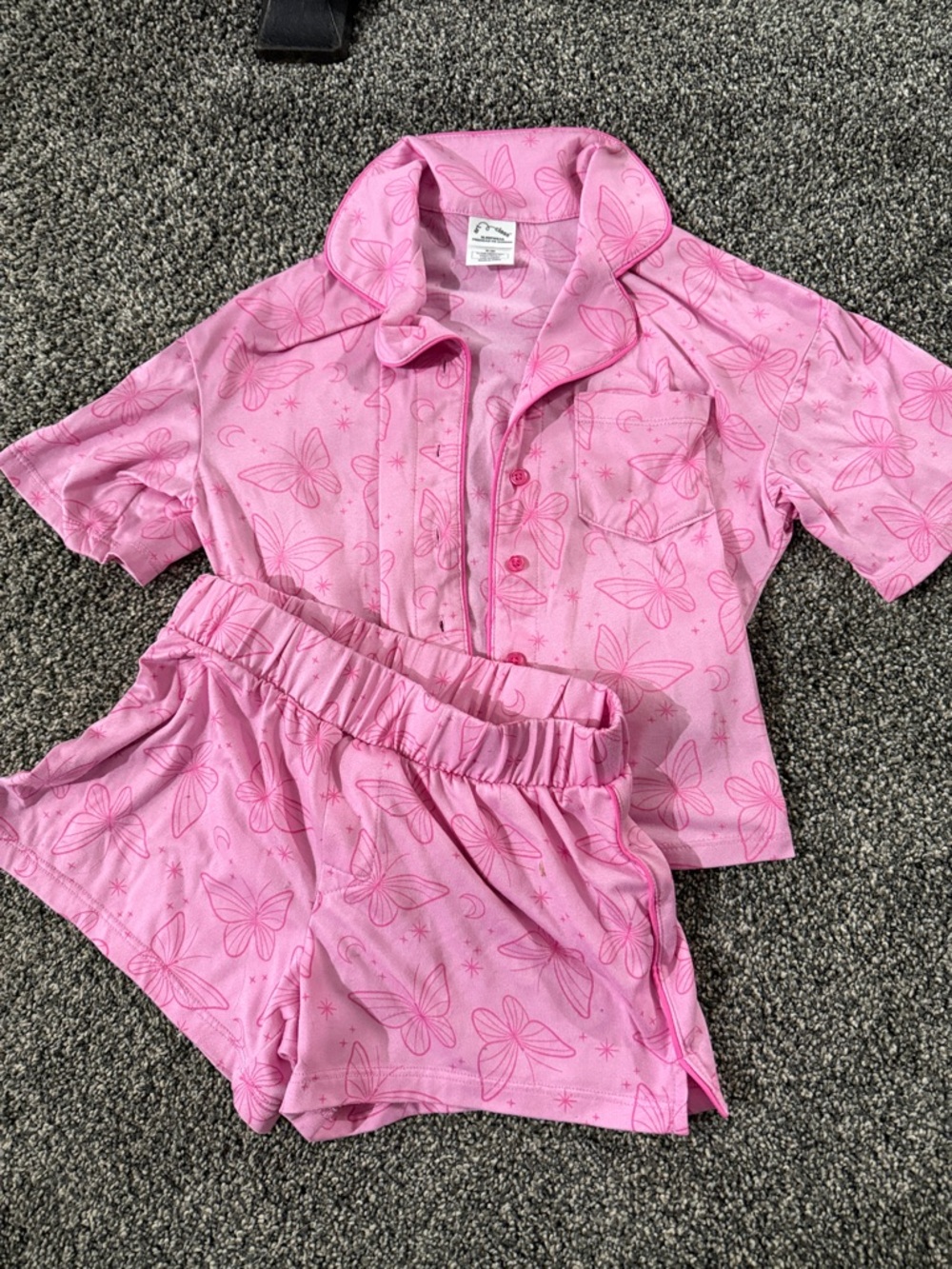 art class Pink Butterfly Kids Pajama Set